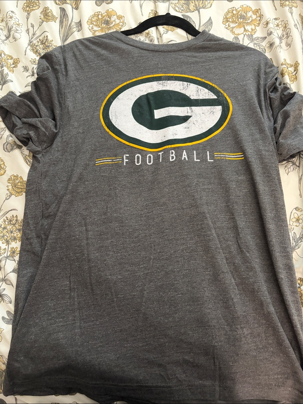 NFL Gray Green Bay Football Tee with Yellow Accents